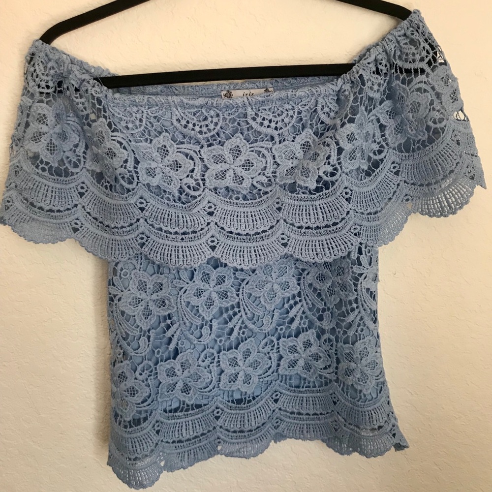 Baby blue lace blouse